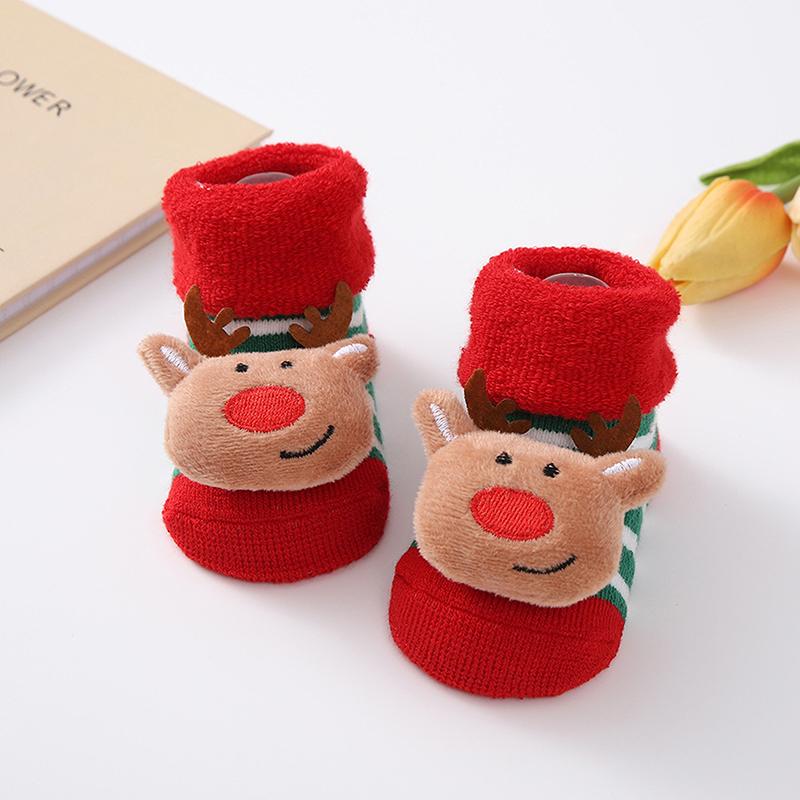 Newborn Baby Girls Boys Christmas Socks Cute Non-slip Socks Soft Lightweight Long Tube Socks for Fall Winter New Year Gift