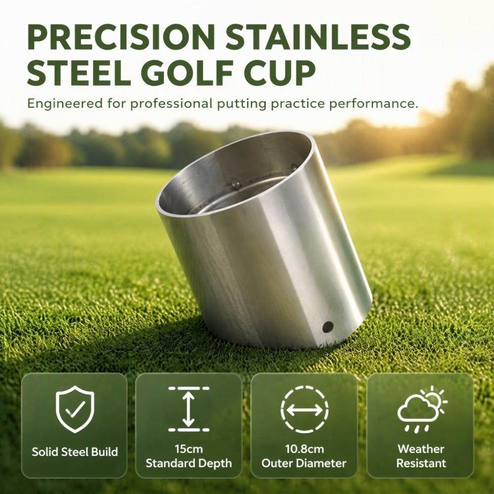 Metal Construction Golf Hole Cup Bottom Drain Hole Golf Green Cup Golf Flagstick Cup Golf Course