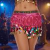 Creative Belly Dance Hip Scarf Glitter Sequins Hip Scarf Skirt Sequin Waist Chain Skirts  Women