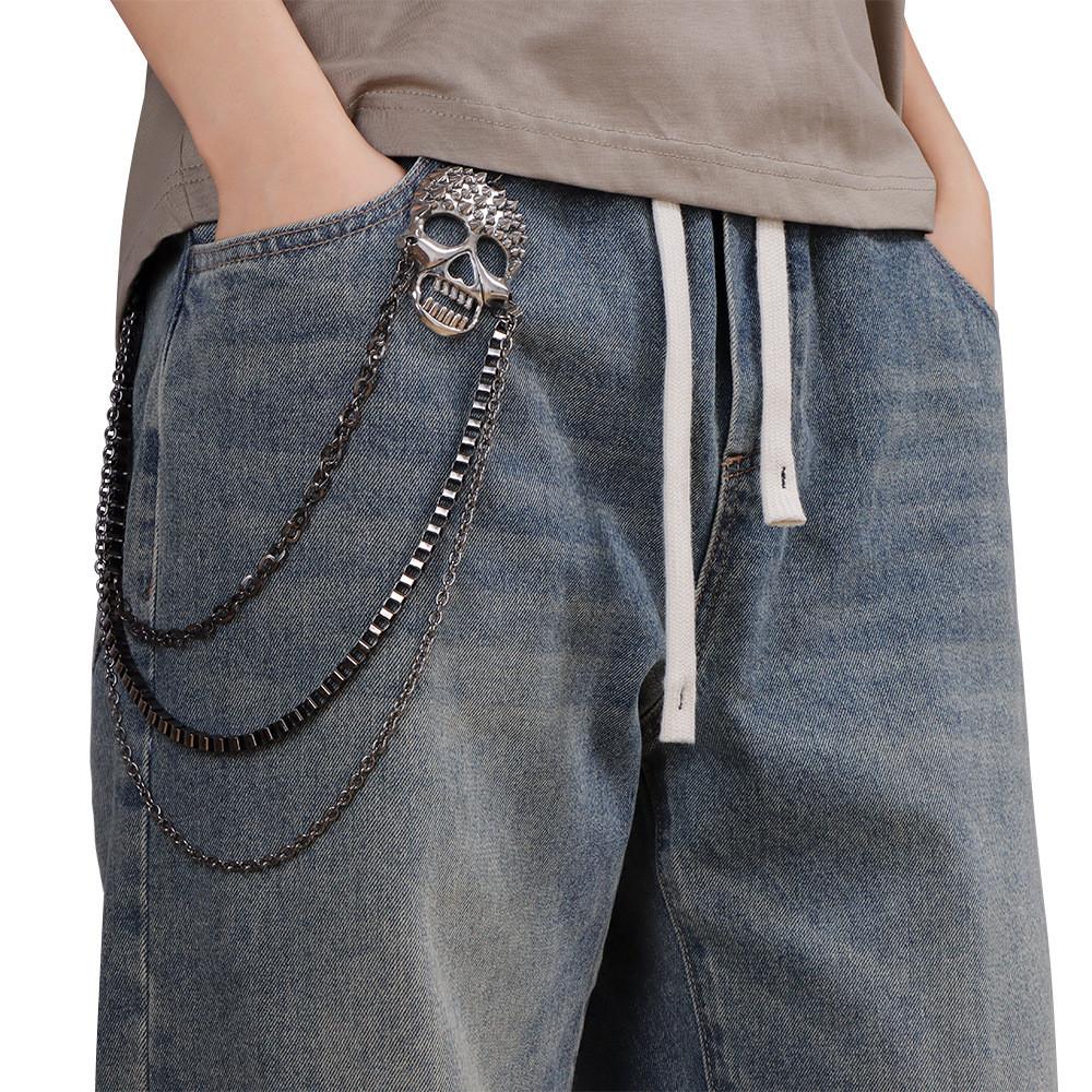 Punk Metal Skull Waist Chain With Spike Decor For Men And Women Fashion Accessory