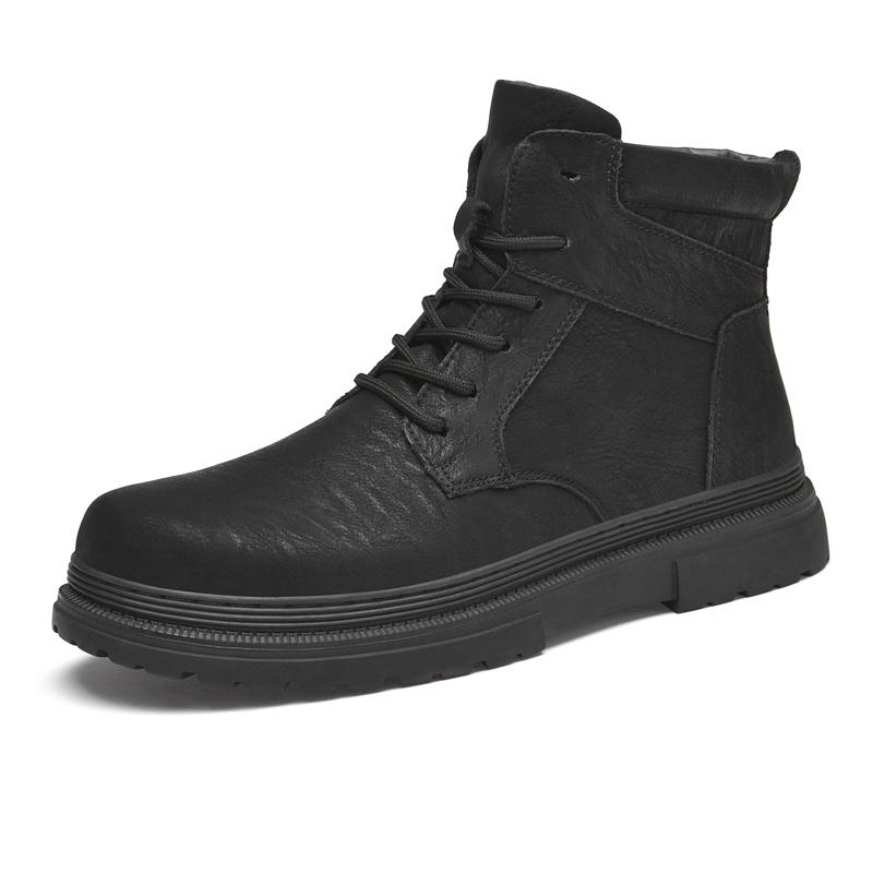 Warm Winter Men Leather Shoes Rubber Waterproof Ankle Boots Outdoor Comfortable Work Fur Snow Boots for Men Zapatos Para Hombre