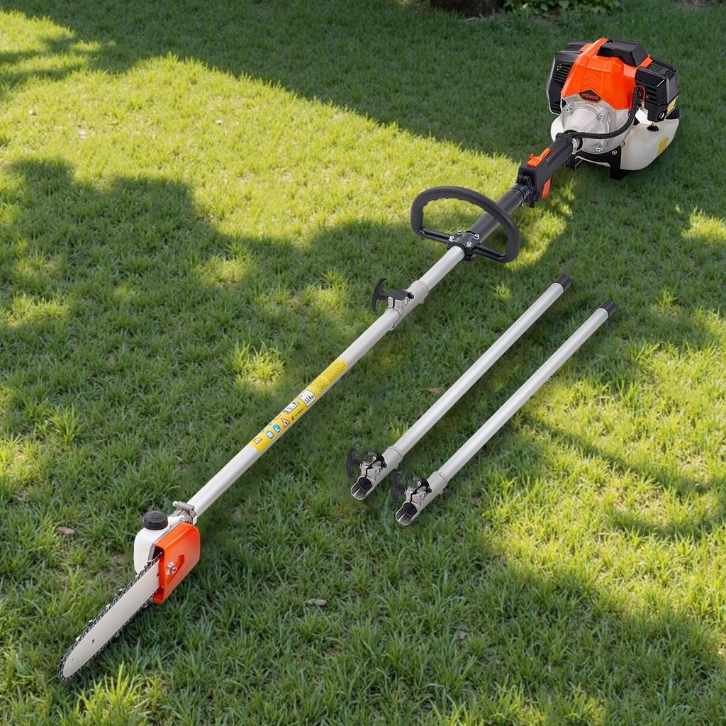 Gas Pole Saw, 33CC 2 Stroke Gas Powered Pole Saws with 20.3 Cm Cutting Bar, Cordless Tree Trimmer with 850ml Fuel Tank, 2.08 To 3.58 M Extendable,