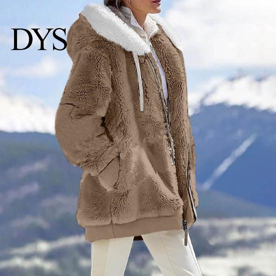 Women Winter Coat Solid Color Warm Furry Outdoor Plush Plus Size Lady Clothes Cardigan