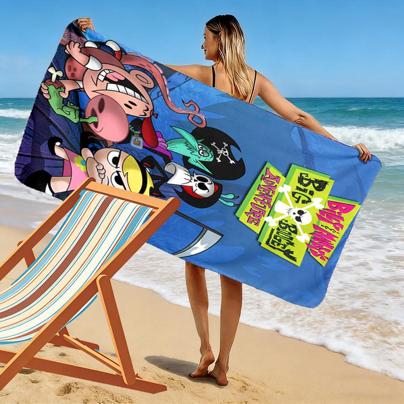 The Grim Adventures of Billy & Mandy 2D Flat Print Beach Towel, Large Soft Quick Dry Towel for Beach Camping SwimmingSSTJ0917081