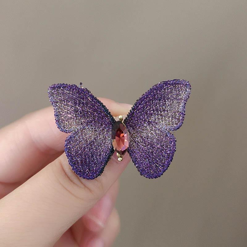 

High-Quality Fabric Butterfly Brooch with Pearls & Rhinestones - Women s Elegant Jewelry Pin