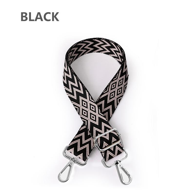 

Регульований Жаккардовий Канвасовий Ремінь для Сумки в Етнічному Стилі для Одноплечової Або Через Плече Сумки/Рюкзака чорний/бежевий