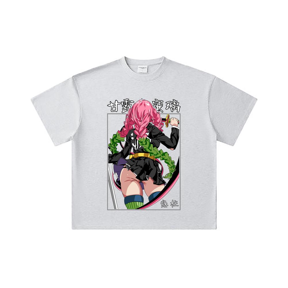 260 GSM Double Yarn 32 Count 100% Cotton Demon Slayer V75 Mitsuri Print Unisex Heavy Cotton T Shirt