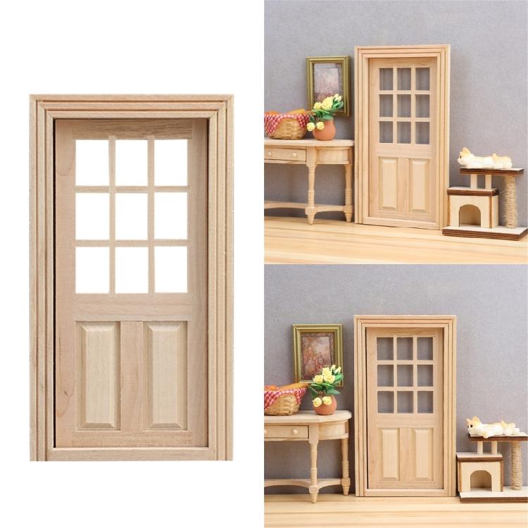Antique Styles Miniature Door For Doll House Decoration Wood Furniture Door Figurine For 1/12 Model Craft Project Supply