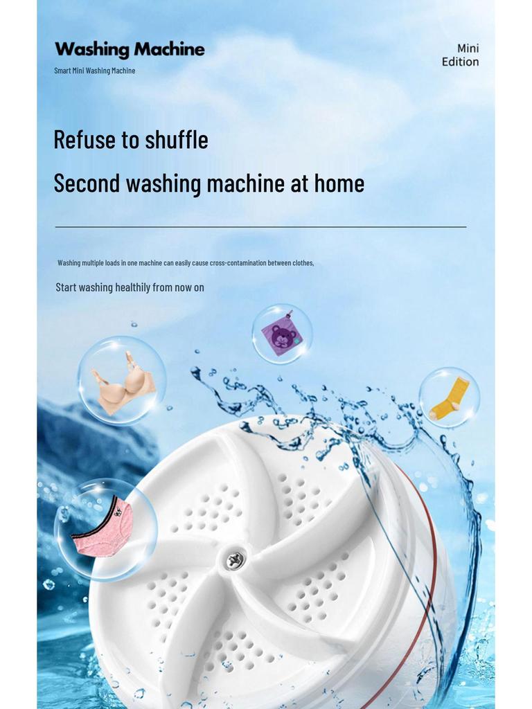 Portable Mini Spiral Turbine Washing Machine for Dorms - Fully Automatic for Small Loads & Underwear