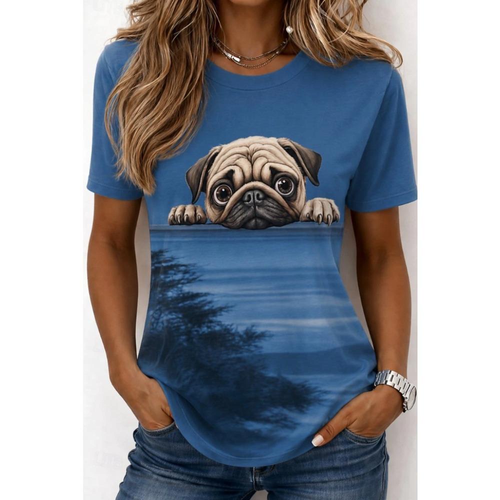 Fashion Women Retro Creative Pet Pattern Print T Shirt Funny Casual O-neck Short Sleeves T-shirt Summer Female Tee Shirt