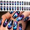 24 Pièces Étoile Nuage Ongle Press On Élégant Faux Ongle Acrylique Brillant Ongle Artificiel Carré Adhésif pour Fête
