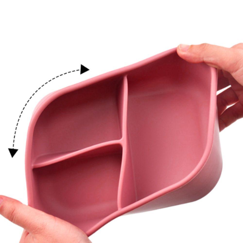 3 Compartments Food Container Rectangular Lunch Container Household Silicone Lunch Box School