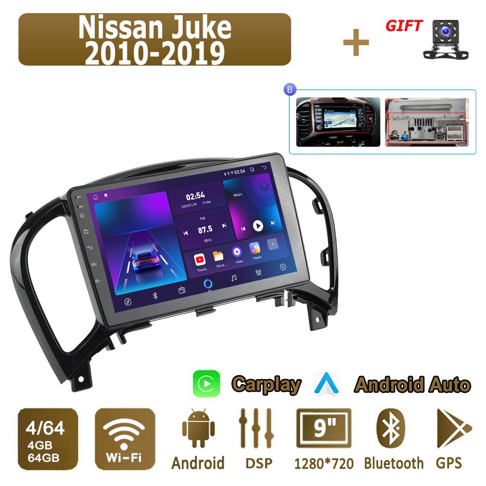 

Android Carplay автомобильное радио для Nissan Juke 2010-2019 мультимедийный проигрыватель головное устройство стерео GPS навигация BT WIFI 4+64 ГБ 4+64GB,B