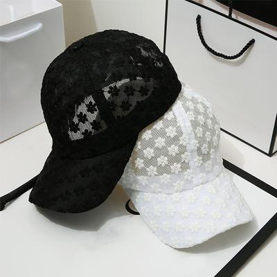 Sombrero de Sol de Encaje y Flores Ajustable Protector Solar Gorra de Béisbol Hueca