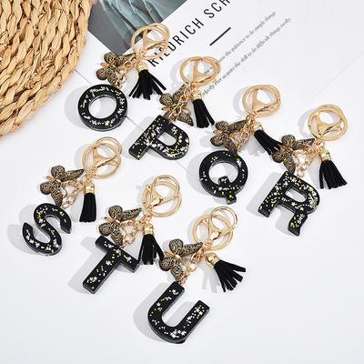 Epoxidharz AZ Buchstaben Schlüsselanhänger Metallhalter Anhänger Schlüsselanhänger Frauen Auto Tasche Schlüsselanhänger Party Geschenk Schmuck