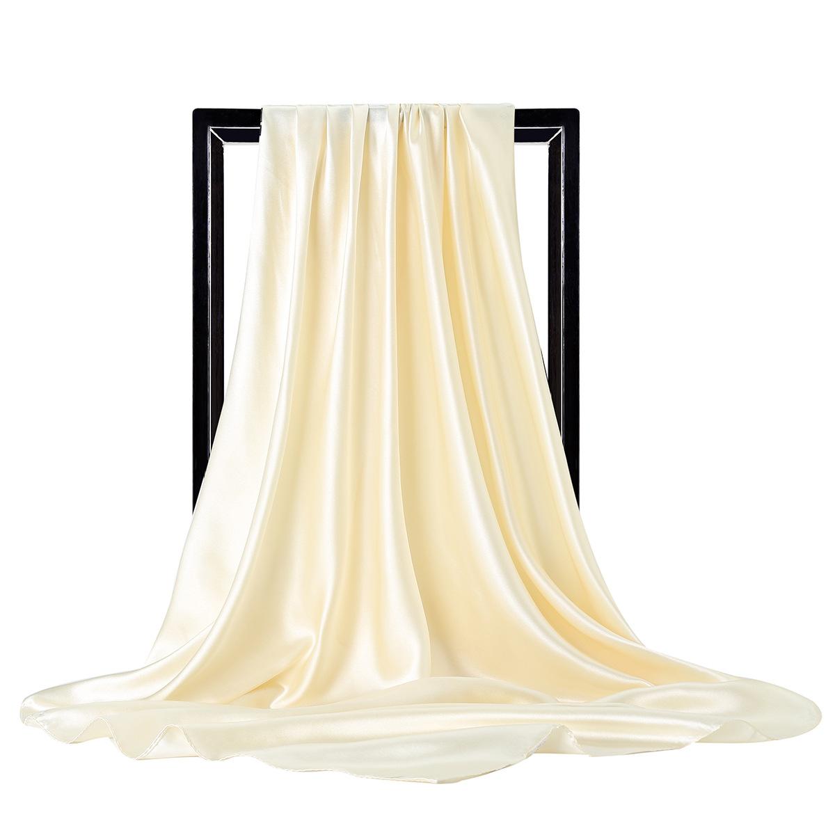 

Високоякісна квадратна шовкова хустка 90*90 см Жіночі однотонні шалі та накидки Офісна леді Волосся Шия Фуляр Індія Мусульманська хустка Парео One Size