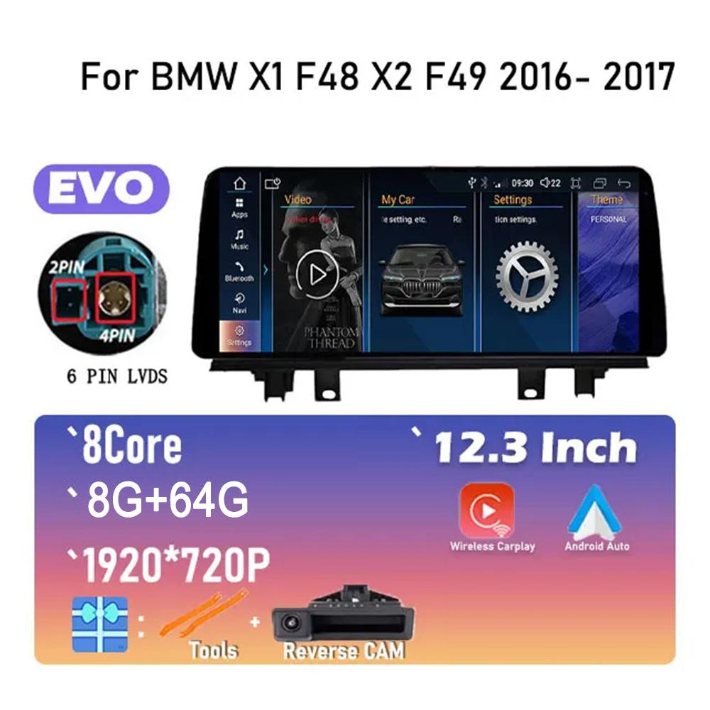 IPS New Android 14 For BMW X1 F48 X2 F49 (2016- 2017)  Car Player GPS Navigation Multimedia Video NBT & 2018 -2020 EVO System