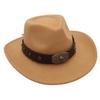 Gekreuztes Stierkopf-Abzeichen Zylinderhut Westlicher Cowboyhut Britischer Jazzhut Nationaler Stil Filzhut Ritterhut Elegant
