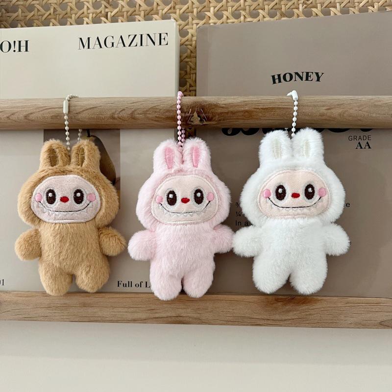 Cute Labubu Plush Toy Cartoon The Monsters Pendant Soft Stuffed Doll Plushies Keychain Car Key Ring Backpack Bag Decor