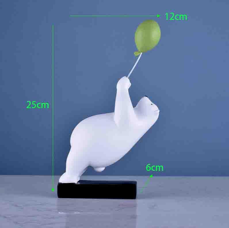 Modern Cute Multi Gesture Balloon Rabbit Bear Resin Statues Ornaments Children Room Accessories Home Cafe Desktop Figurine Decor