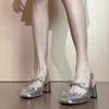 Sandals for Women In Summer 2025 Fashionable and High-end Temperament Silver Bow High Heels Single Shoes