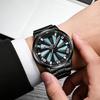 Men Quartz Watch Stainless Steel Rotating Wheel Clock Movement Casual Sports Wristwatch