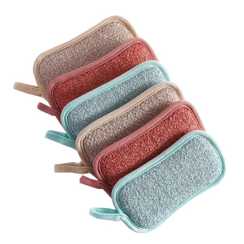 Bamboo Fiber Sponge & Dish Scrubber – Durable, Non-Shedding, Oil-Resistant, Multi-purpose Kitchen Cloth & Brush.