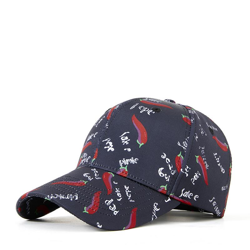 

Модная кепка с утиным язычком, новая трендовая бейсболка для мужчин и женщин с принтом чили, большая бейсболка по окружности головы M（56-59cm) чёрный