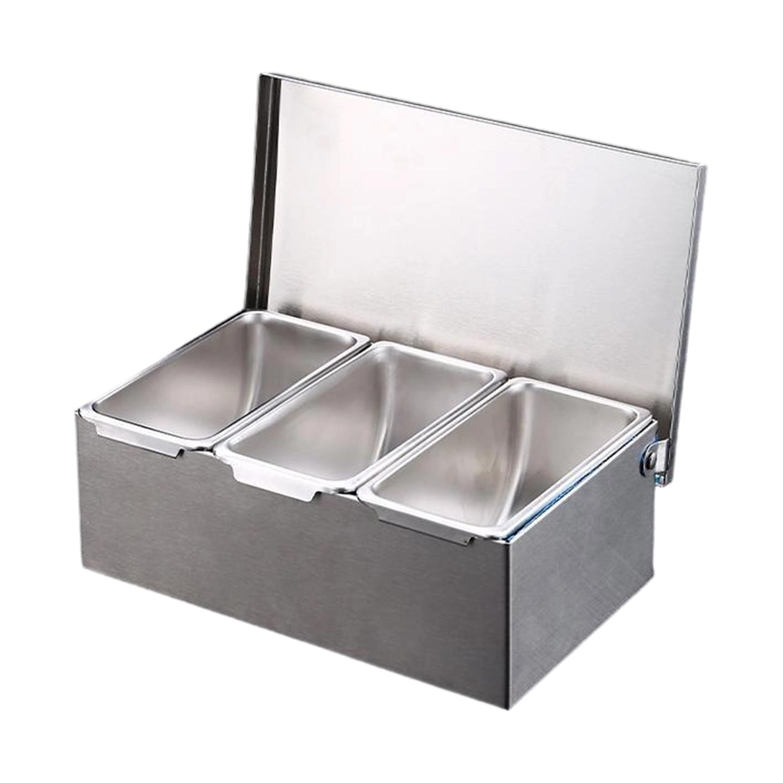 Stainless Steel Condiment Server Seasoning Jars with Lid Spice Containers Condiment Bar for Party Outdoor Household BBQ