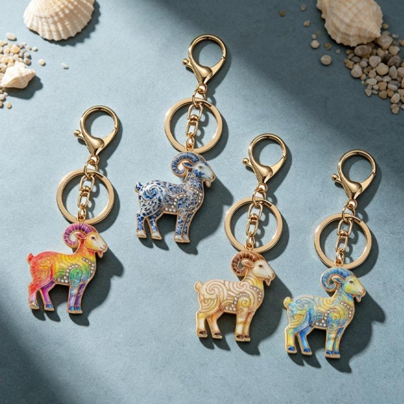 Alloy Sheep Keychain Hanging Ornament Cute Animal Goat Pendant For Goat Themed Party Decor Gifts