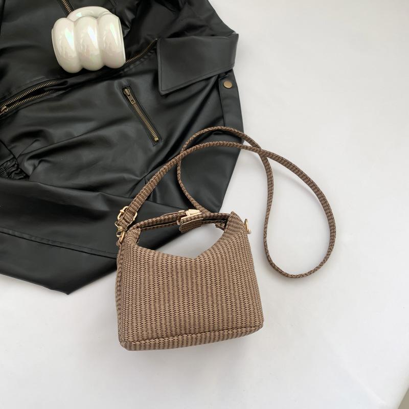 Textured Vertical Stripes Simple 2025 Solid Color New Personality Trend Design Foreign Style Shoulder Crossbody Handbag Women's Bag