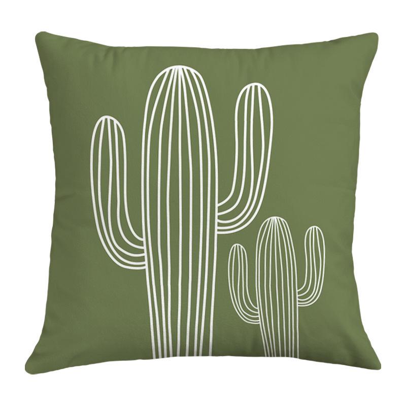 Geometric Nordic-Style Green Throw Pillow Cover for Artistic Living Room Decor