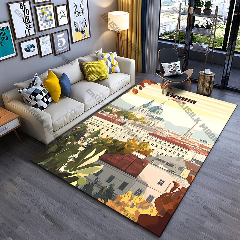 Historic Vienna cityscape architecture carpet Yoga living room room decor children s crawling mat doormat area rug 40x60cm