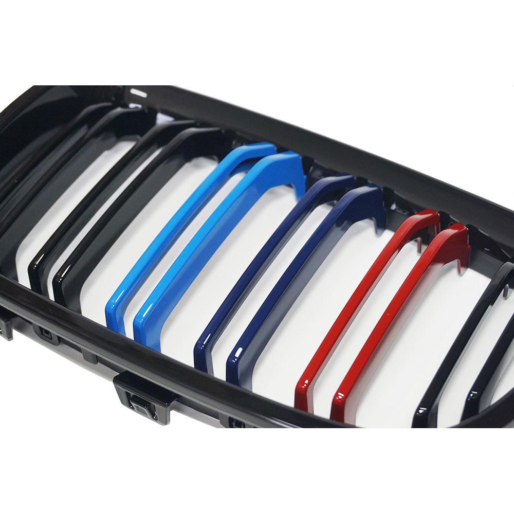 Thultra One Pair Front Kidney Grill Grille For Bmw F20 F21 1 Series 11-14 Glossy Black M Color Double Slat Racing Sport