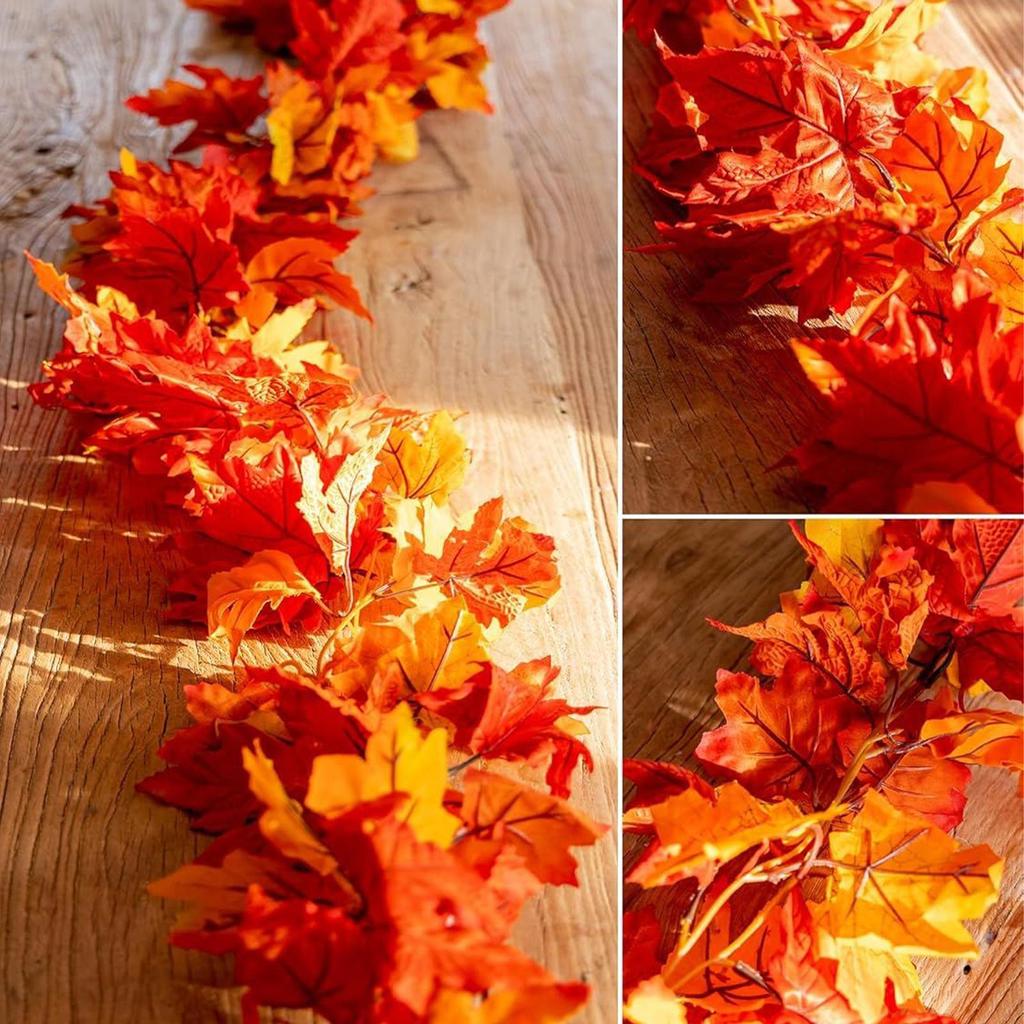 4 Stück Thanksgiving Künstliche Ahornblätter Ranke 1,7 Meter Hängende Ranke Hochzeitsdekoration Herbstkranz Simulation Ahornblätter Ranke