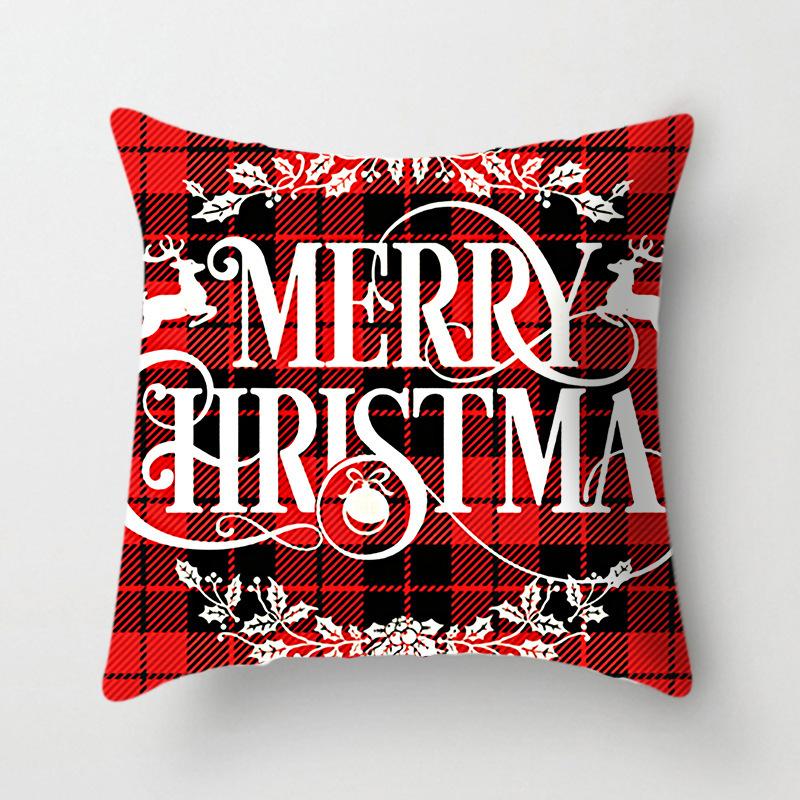 45x45cm New Year Christmas Elk Letter Printing Pattern Cushion Cover Home Living Room Sofa Decoration Throw Pillow Cover