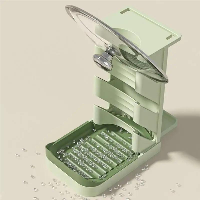 Pot Lid Organizer For Cabinet 3-Tier Multi-Functional Pot Cover Rack Dish Drying Rack Non-Slip Draining Storage хаки 4230₽