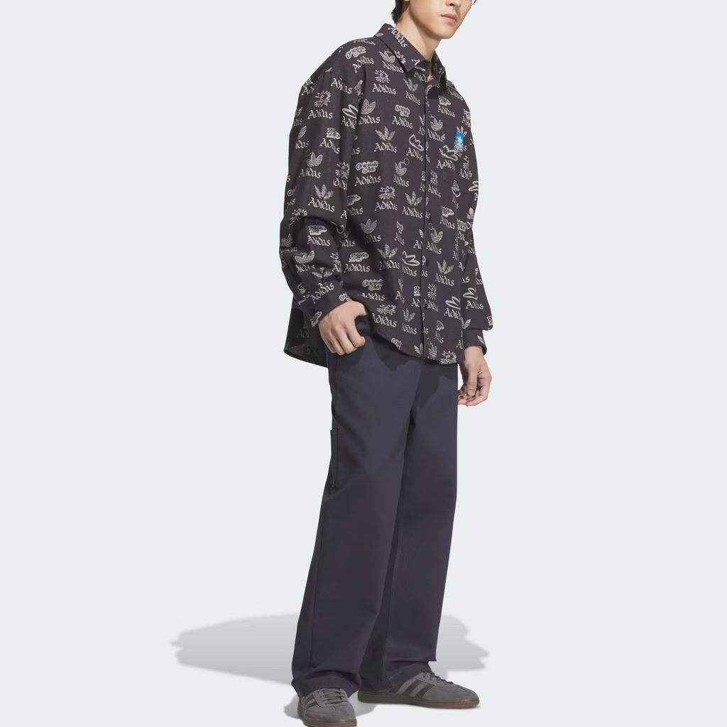 Adidas Originals City Skate Casual Fashion Locker Langarmhemd Herrenhemden Dark-Denim Schwarz Weiß JN1663