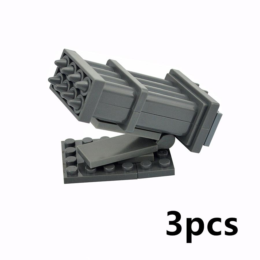 3Pcs WW2 Building Blocks Army Soldier Military Weapon German Equipment Rocket Cannon Anti-tank Rocket Missile Heavy Machine Toys