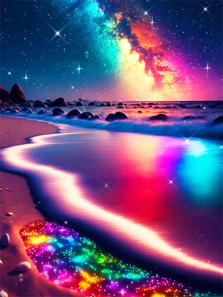 5d Diamond Painting Full Drill Fantasy Night Seaside Embroidery Mosaic Stone Landscape Crystal Wall Art