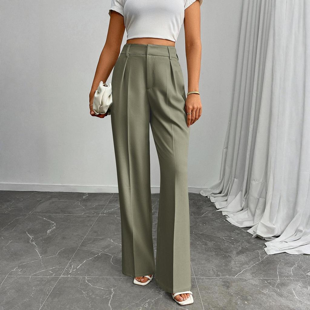 Women's Casual Business High-Waisted Loose Straight Wide-Leg Suit Pants