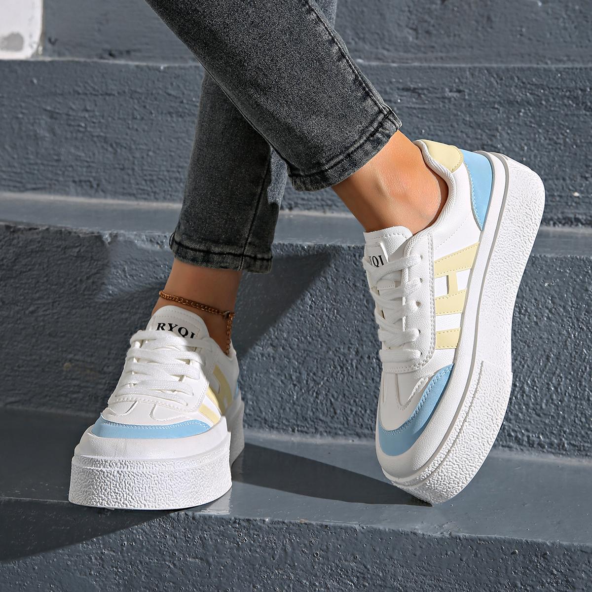 

Fashionable Shallow Lace Up Vulcanized Shoes for Spring and Autumn New Round Toe Comfortable Casual Sports Shoes for Women 36