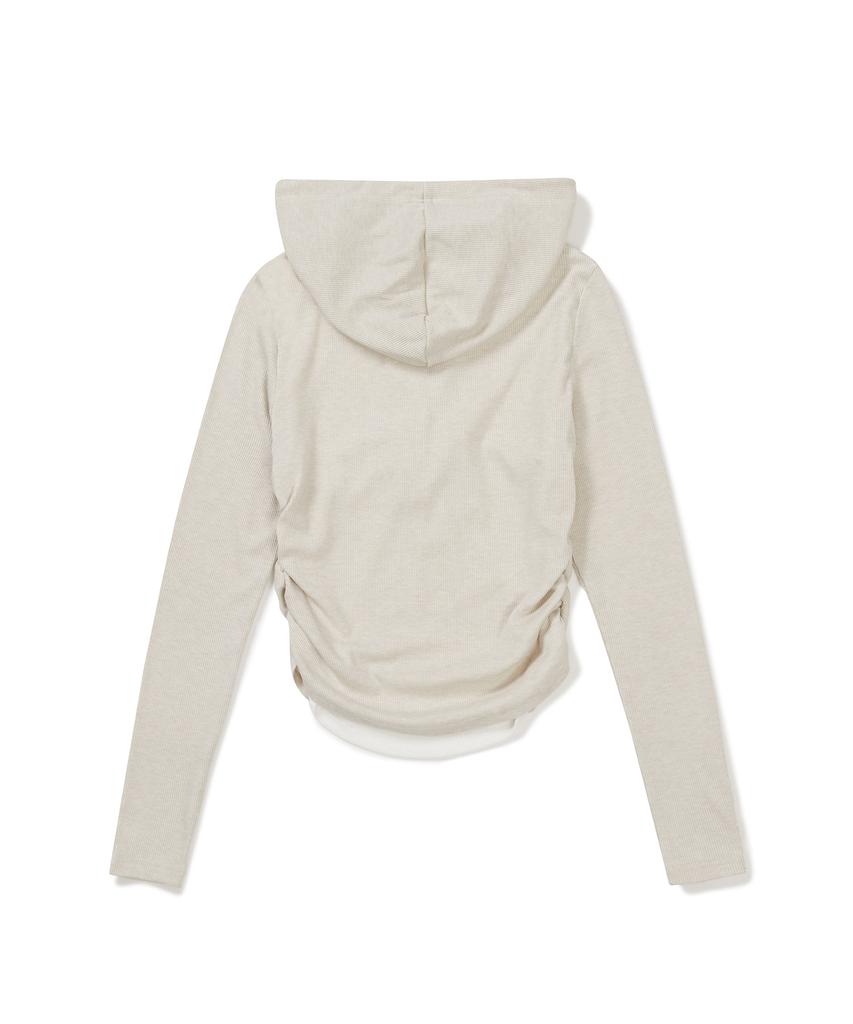 Eva Button Layered Knit Hoodie [Oatmeal]