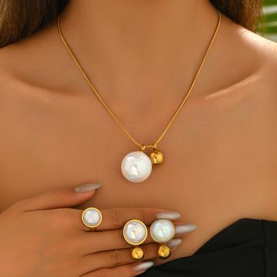 Fashion Ladies Necklace Earrings Jewelry Set Geometric Set Jewelry Design Open Ring Clavicle Chain