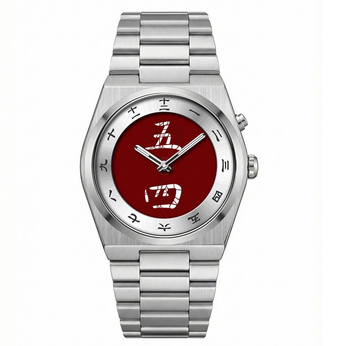 

High Value No Logo Watch Business Men S Chinese Character Beating Steel Belt Business Quartz Watch красный