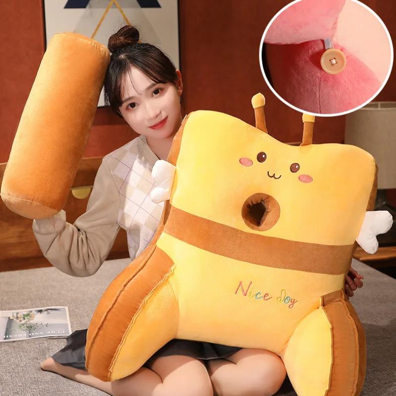 Honeybee Rabbit Cartoon Shape Seat Cushion Multi Functional Reading Pillow Sofa Chair Decorator Plush Waist Cushion Headrest