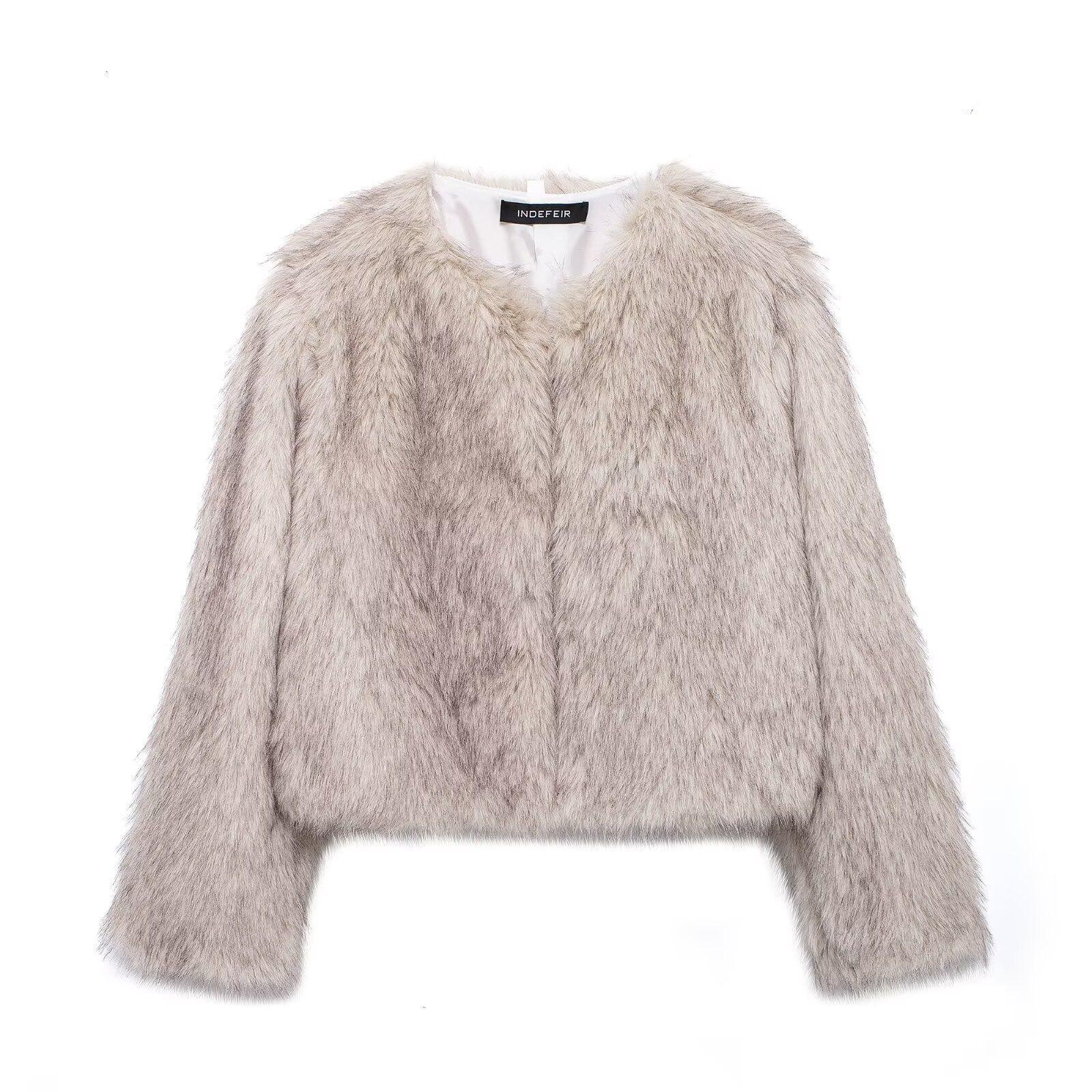 

VAYLA Женское пальто из искусственного меха Осень Зима Высокое качество Пушистое Короткое Пальто Куртка из искусственного меха Женское Меховое Модное Пальто M