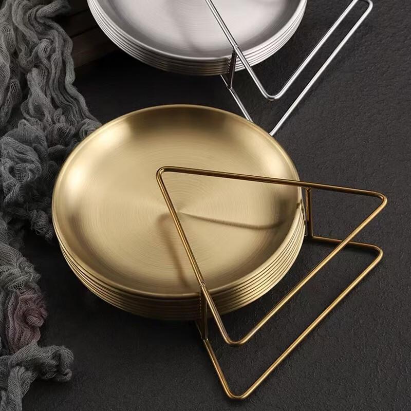 YouShu Gold Stainless Steel Foldable Triangular Dish Rack - 4 Pack