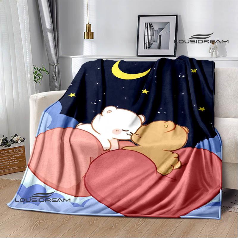 Cute cartoon bear Printed blankets picnic blanket Warm Flannel blankets Soft and comfortable blanket bed linings Birthday Gift