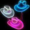 Glowing Decor Supplies Luminous Cowboy Hat LED Pearlescent Cowboy Cap Fashion Neon Light Hat For Party